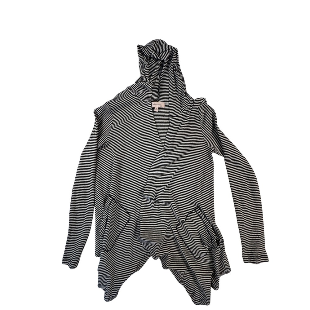 Philosophy‎ Republic Clothing Hooded Cardigan Womens S Blk/White Stripe